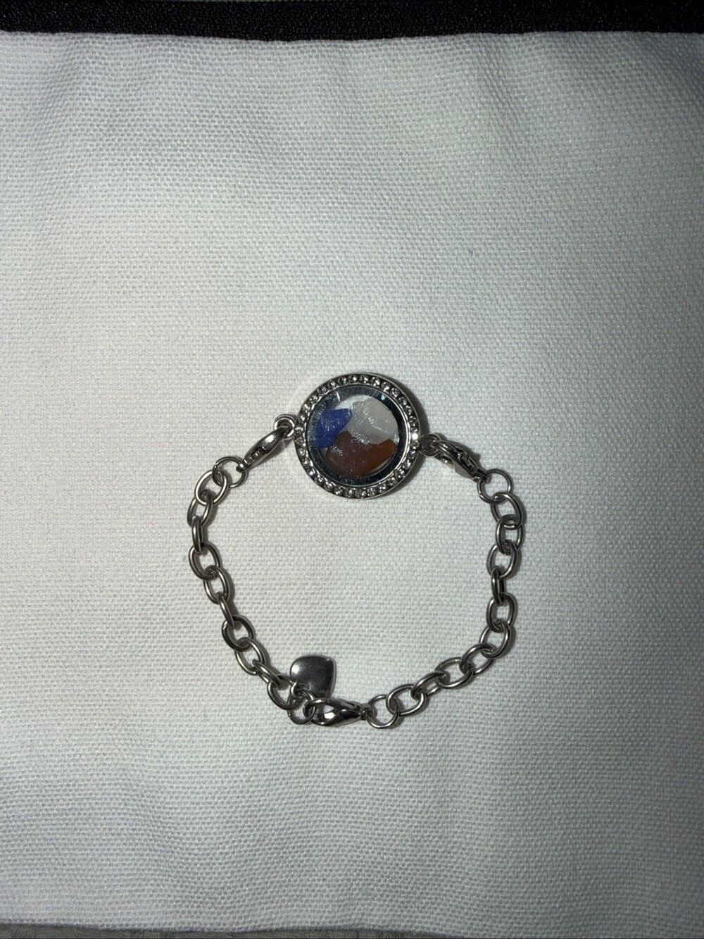 Sea Glass Silver Bracelet: Real Sea Glass With Small Faux Diamonds!
